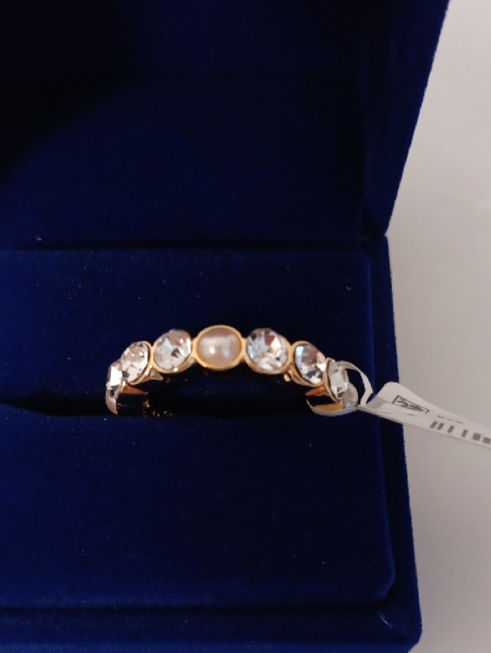 Kurt Geiger Gold Tone Ring with Clear Crystals and Pearls - Picture 2 of 6